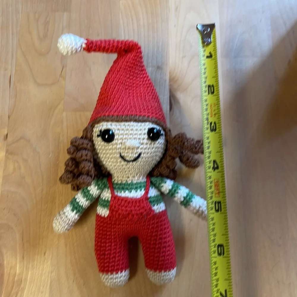 Handcrafted Elf Doll Holiday Christmas Decor Amigurui Crochet - Picture 10 of 11